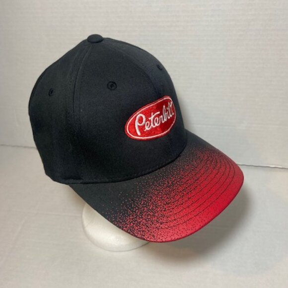 Peterbilt Hat Cap Black/Gradiant Brim Script Spell Out Logo Trucking Dad Fitted - Picture 2 of 5